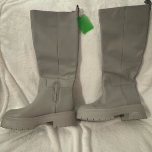 Sam Edelman Women's Gray Knee-High Platform Lug Sole Boots Size 9